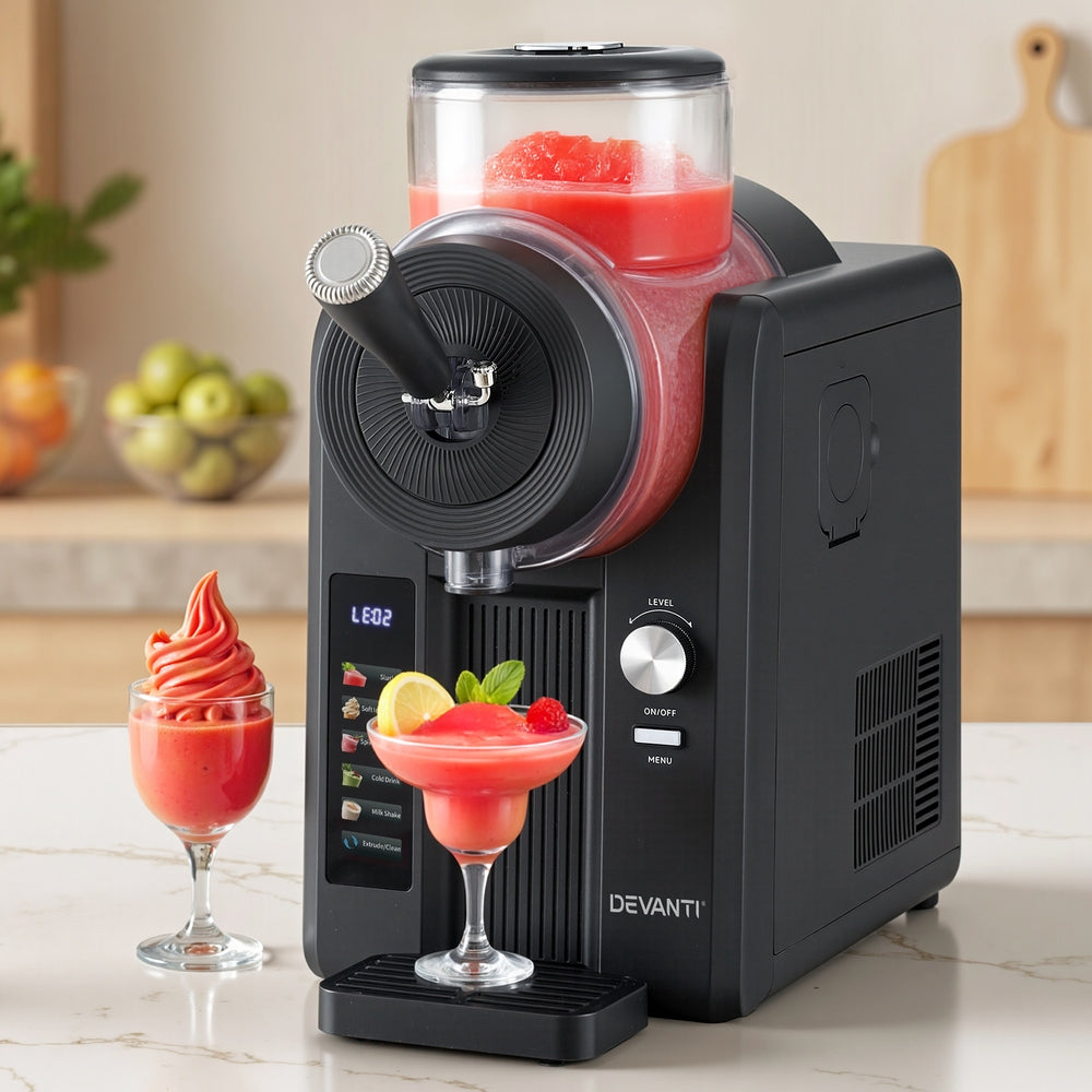 Devanti 2L Slushie Machine Ice Cream Maker Frozen Smoothies Milkshakes Black