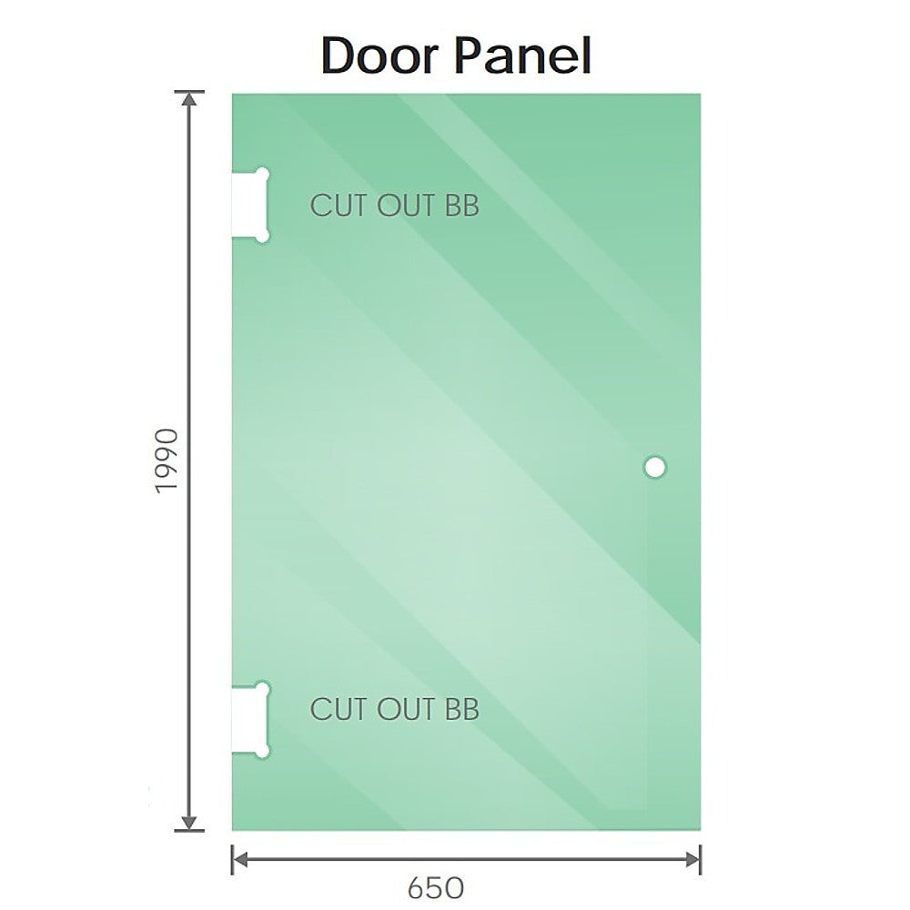 110cm Wall to Wall Frameless Shower Screen with White Brackets and SS Hinges, Round Handle