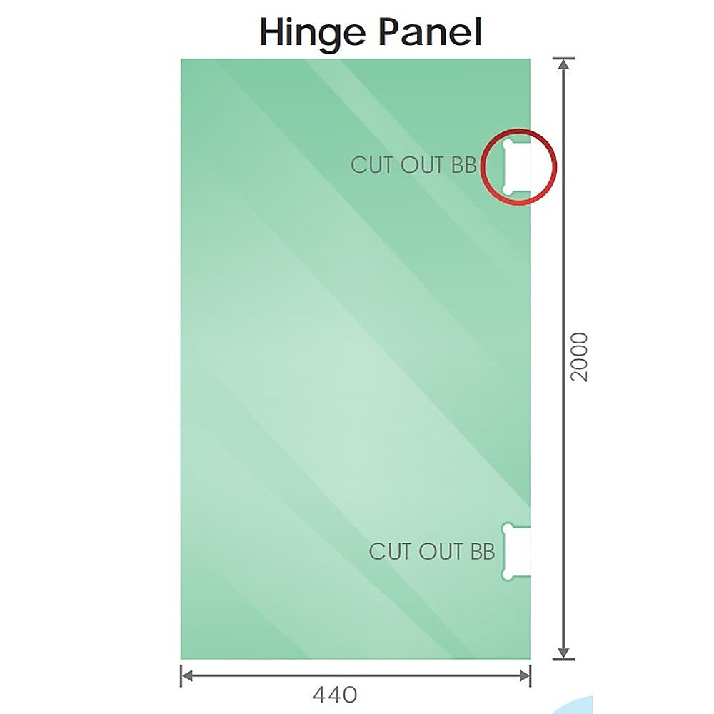 110cm Wall to Wall Frameless Shower Screen with White Brackets and SS Hinges, Round Handle