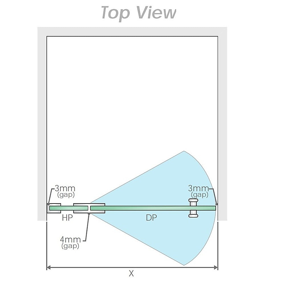 110cm Wall to Wall Frameless Shower Screen with White Brackets and SS Hinges, Round Handle