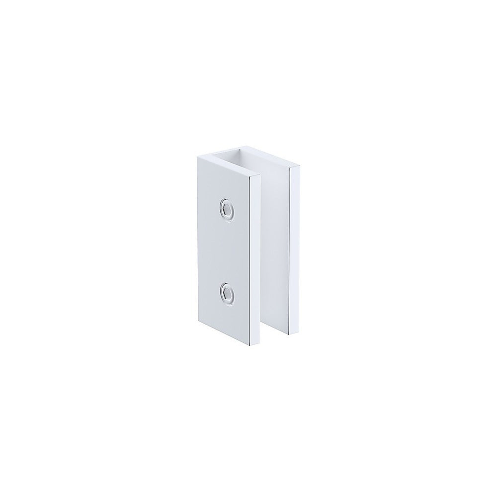 110cm Wall to Wall Frameless Shower Screen with White Brackets and SS Hinges, Round Handle