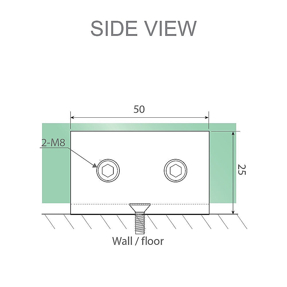 110cm Wall to Wall Frameless Shower Screen with White Brackets and SS Hinges, Round Handle