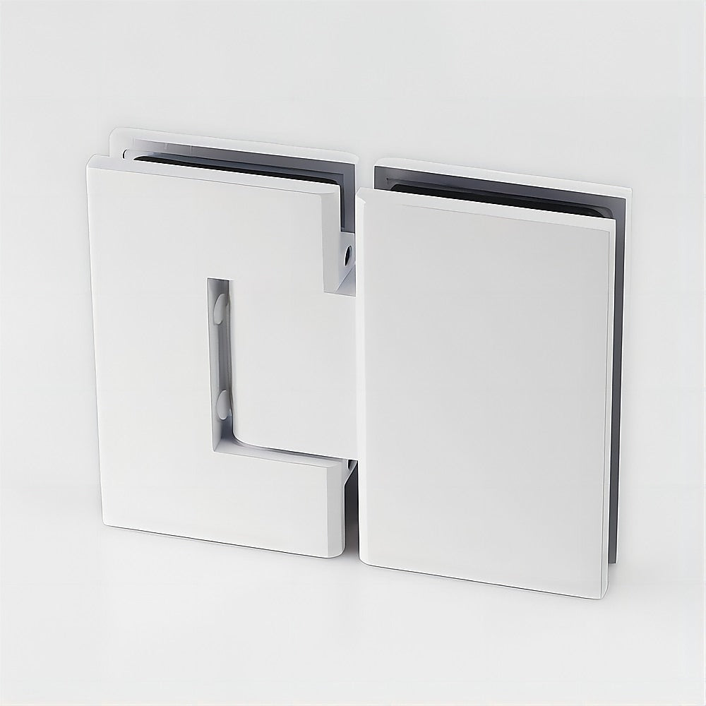 110cm Wall to Wall Frameless Shower Screen with White Brackets and SS Hinges, Round Handle