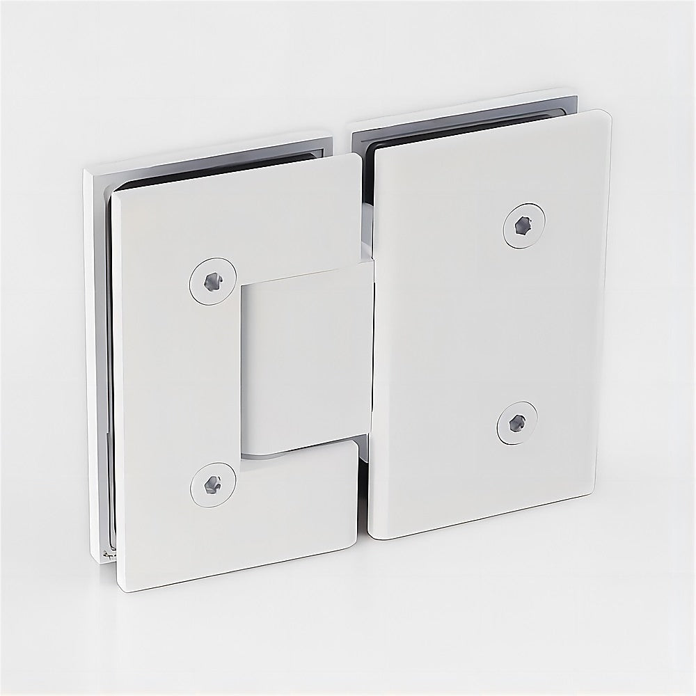 110cm Wall to Wall Frameless Shower Screen with White Brackets and SS Hinges, Round Handle