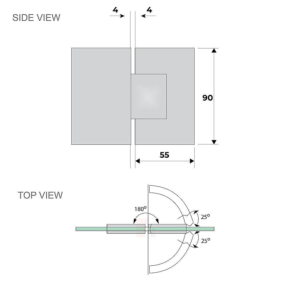 110cm Wall to Wall Frameless Shower Screen with White Brackets and SS Hinges, Round Handle