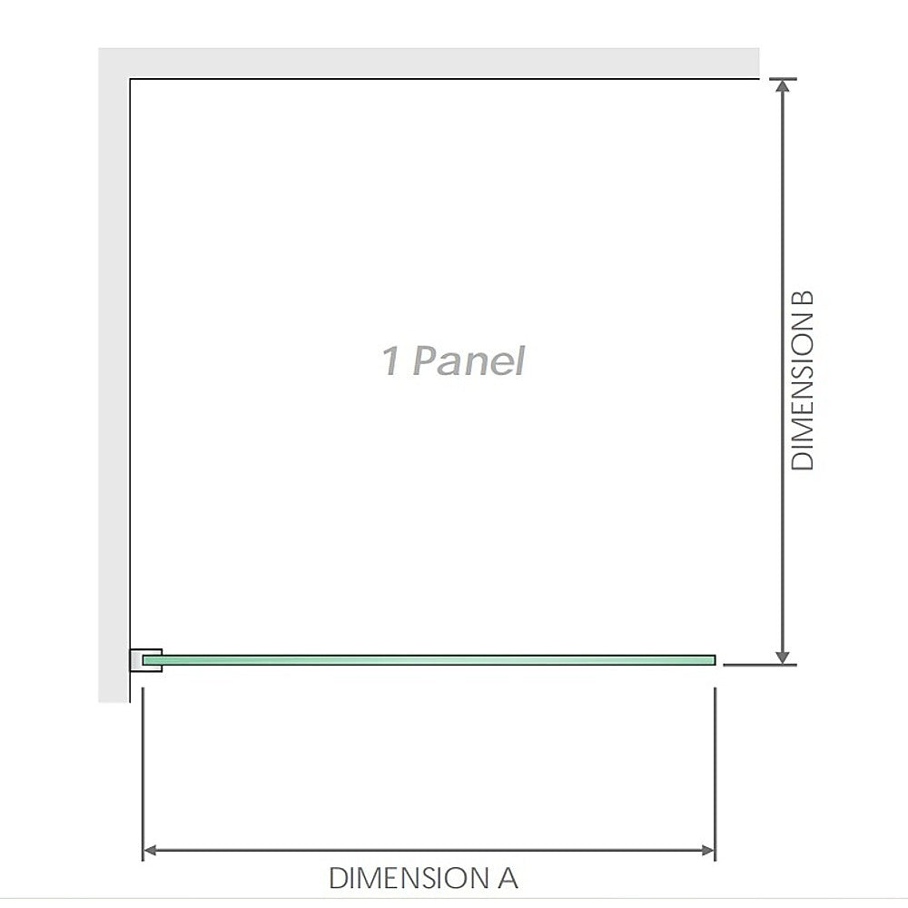 120x70cm Corner Frameless Shower Screen with Gunmetal Channel and SS Hinges, Round Handle