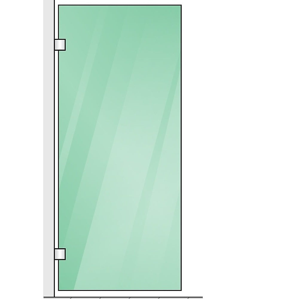 120x110cm Corner Frameless Shower Screen with White Brackets and SS Hinges, Round Handle