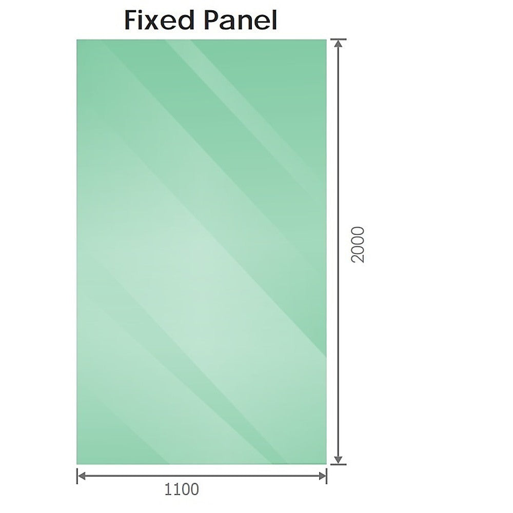 120x110cm Corner Frameless Shower Screen with White Brackets and SS Hinges, Round Handle