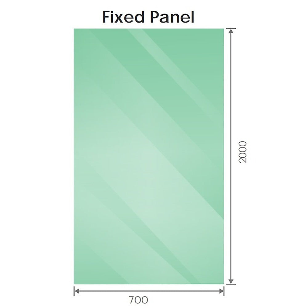 110x70cm Corner Frameless Shower Screen with White Brackets and Brass Hinges, Round Handle