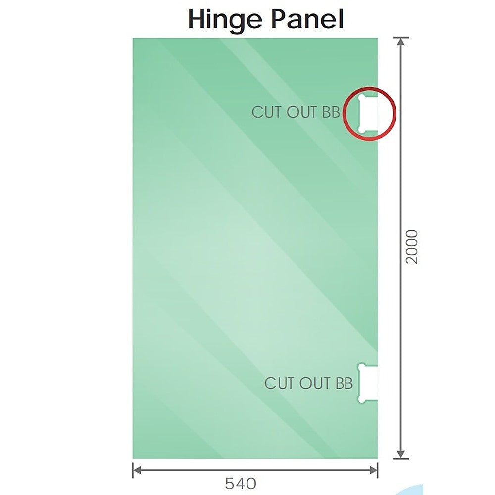 120x110cm Corner Frameless Shower Screen with Black Brackets and Brass Hinges, Round Handle