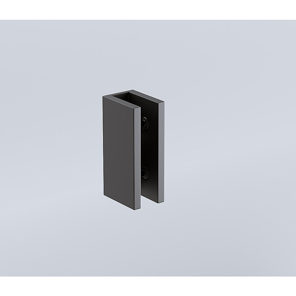 120x110cm Corner Frameless Shower Screen with Black Brackets and Brass Hinges, Round Handle