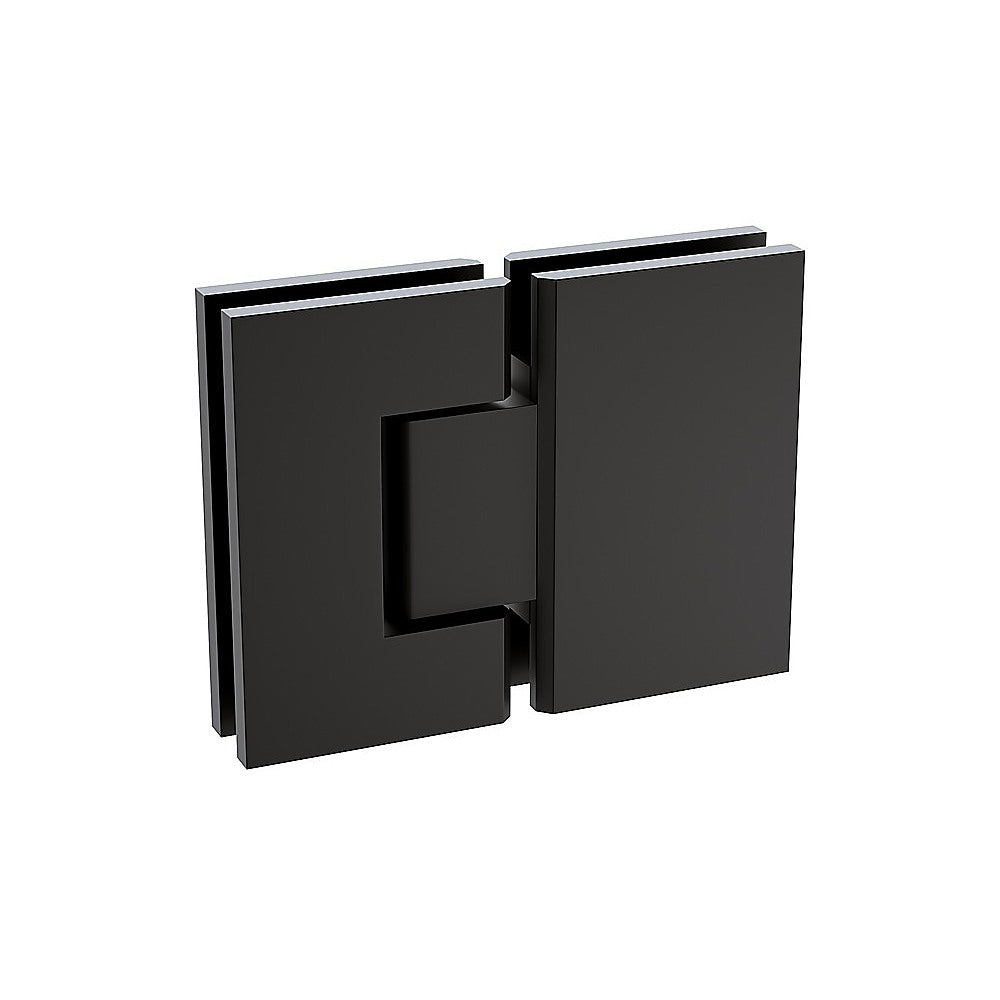 120x110cm Corner Frameless Shower Screen with Black Brackets and Brass Hinges, Round Handle
