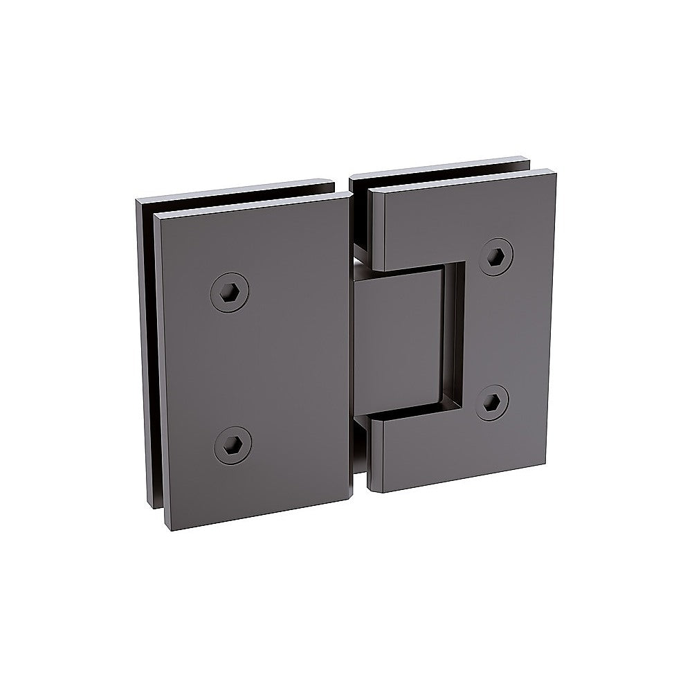 120x110cm Corner Frameless Shower Screen with Gunmetal Channel and Brass Hinges, Round Handle