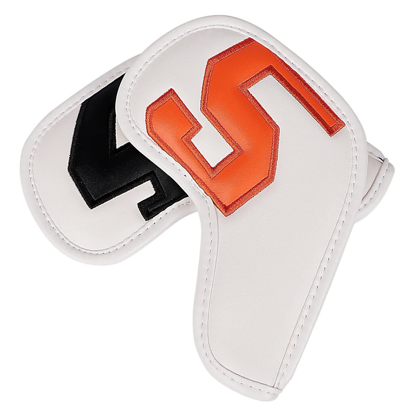 White Words On Black Background PU Leather Golf Iron Headcovers Set (10pcs) - Numbered Protective Club Covers (4-9, P, A, S, L) Universal Fit