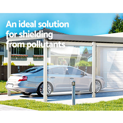 Instahut 1.2X2.4M Outdoor Blinds Clear Roll Down Awning Retractable Outdoor Blinds Water Wind Proof Transparent