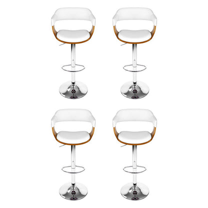 4x Artiss Bar Stools Gas Lift Leather with Armrest White