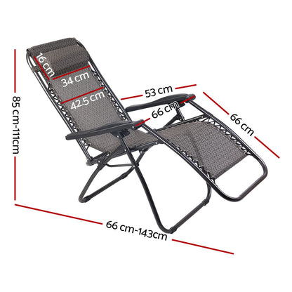 Gardeon Zero Gravity Chair Folding Outdoor Recliner Adjustable Sun Lounge Camping Beige