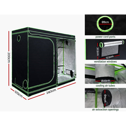 Green Fingers Grow Tent Light Kit 240x120x200CM 2200W LED Full Spectrum
