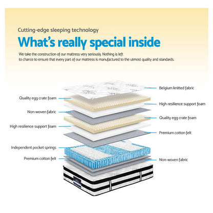 Giselle Bedding 34cm Mattress Euro Top Pocket Spring King Single