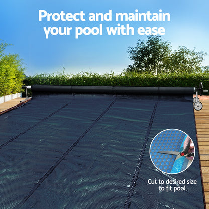 Aqua Buddy Pool Cover 600 Micron 10x4m w/ Roller 5.55m Swimming Pools Black Solar Blanket
