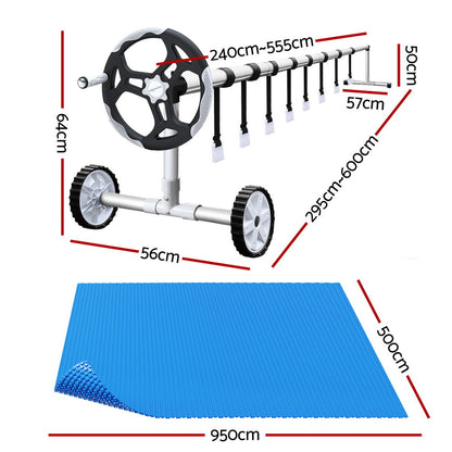 Aqua Buddy Pool Cover 600 Micron Heat Solar Blanket 9.5x5m w/ 5.55m Roller