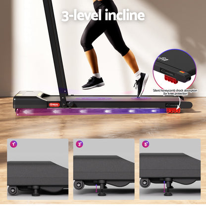 Everfit Treadmill Electric Walking Pad Incline Under Desk 380mm Black