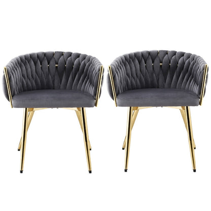 1 Set of 2 Artiss Dining Chairs Velvet Armchair Grey