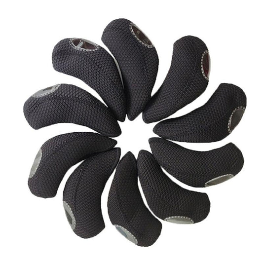10-piece Neoprene Golf Club Headgear Set - Waterproof & Wear-resistant - Black