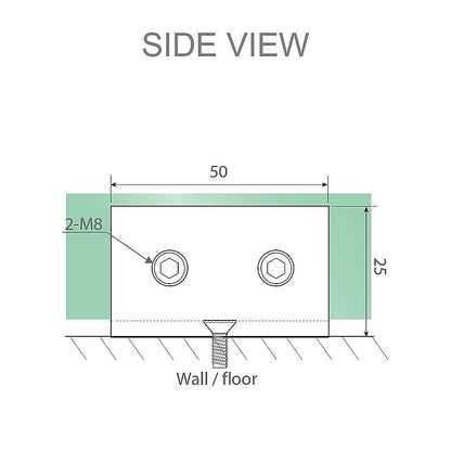 110cm Wall to Wall Frameless Shower Screen with White Brackets and SS Hinges, Round Handle