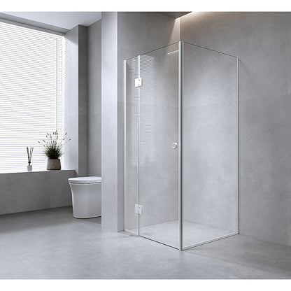 120x70cm Corner Frameless Shower Screen with Gunmetal Channel and SS Hinges, Round Handle