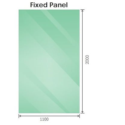 120x110cm Corner Frameless Shower Screen with White Brackets and SS Hinges, Round Handle
