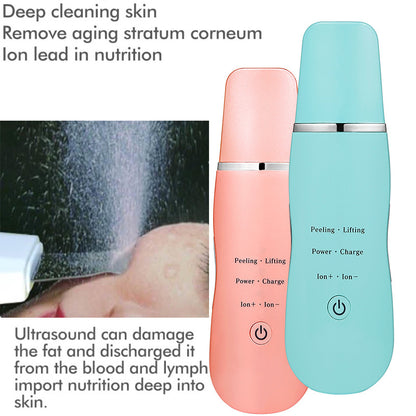 Ultrasonic Skin Scrubber - Deep Cleansing, Peeling, Lifting & Ion Infusion Facial Spatula(green)